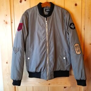 Bespoke Moda Nylon Quilted Liner Various Patches Lightweight Bomber Jacket NWT